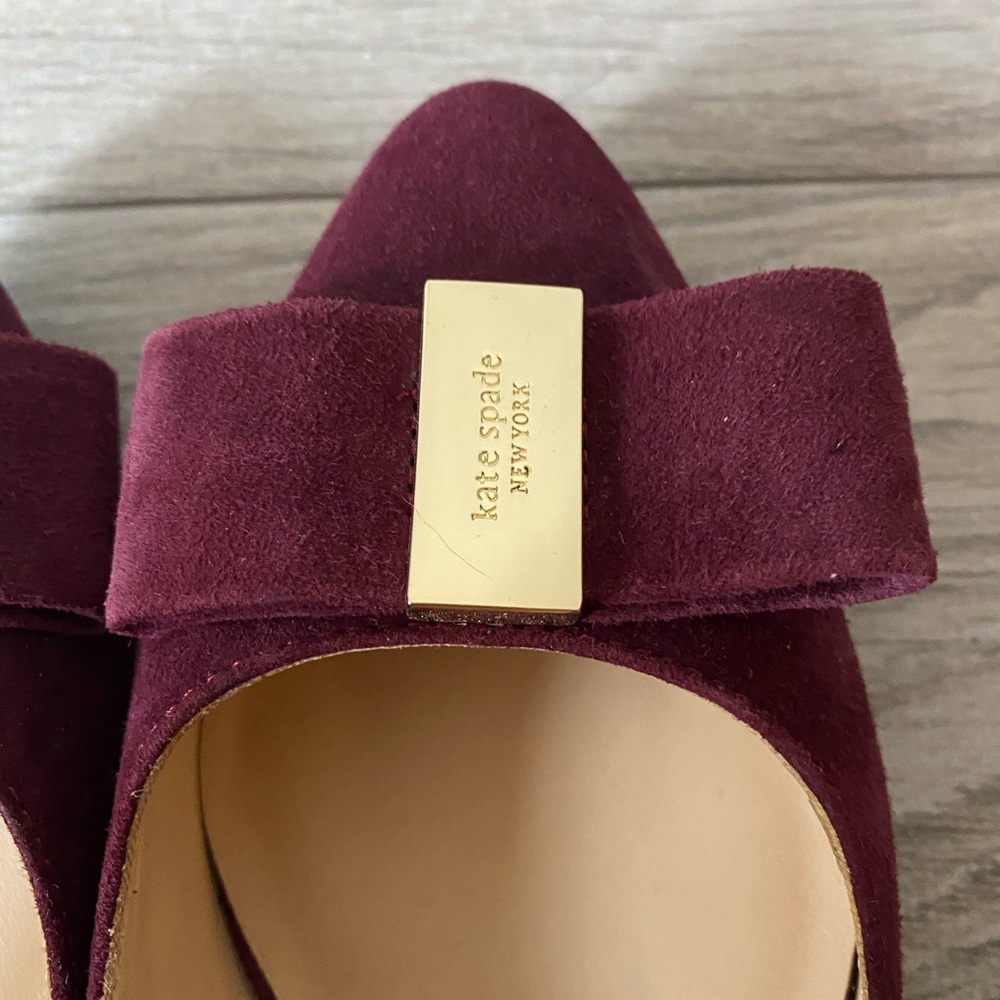 Kate Spade Norah Suede Burgundy Ballet Flats Size 6 - Picture 3 of 5